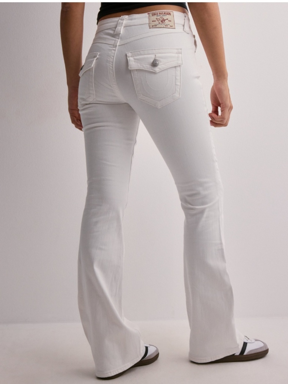 True Religion White Low Rise Flare Distressed Jeans Y2K 30